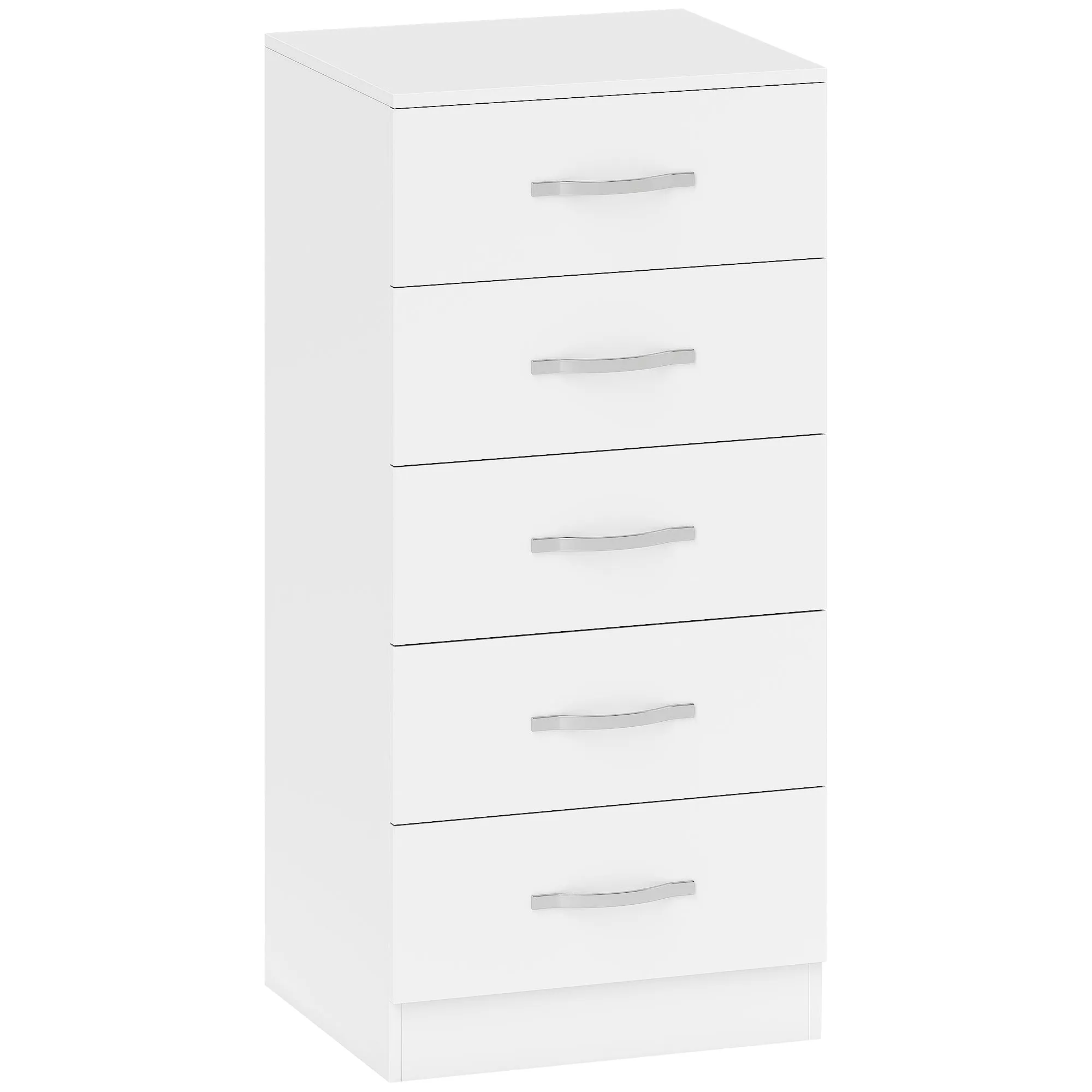 HOMCOM 5-Drawer Chest of Drawers, Modern Style, Chipboard, 40x35x85 cm, White