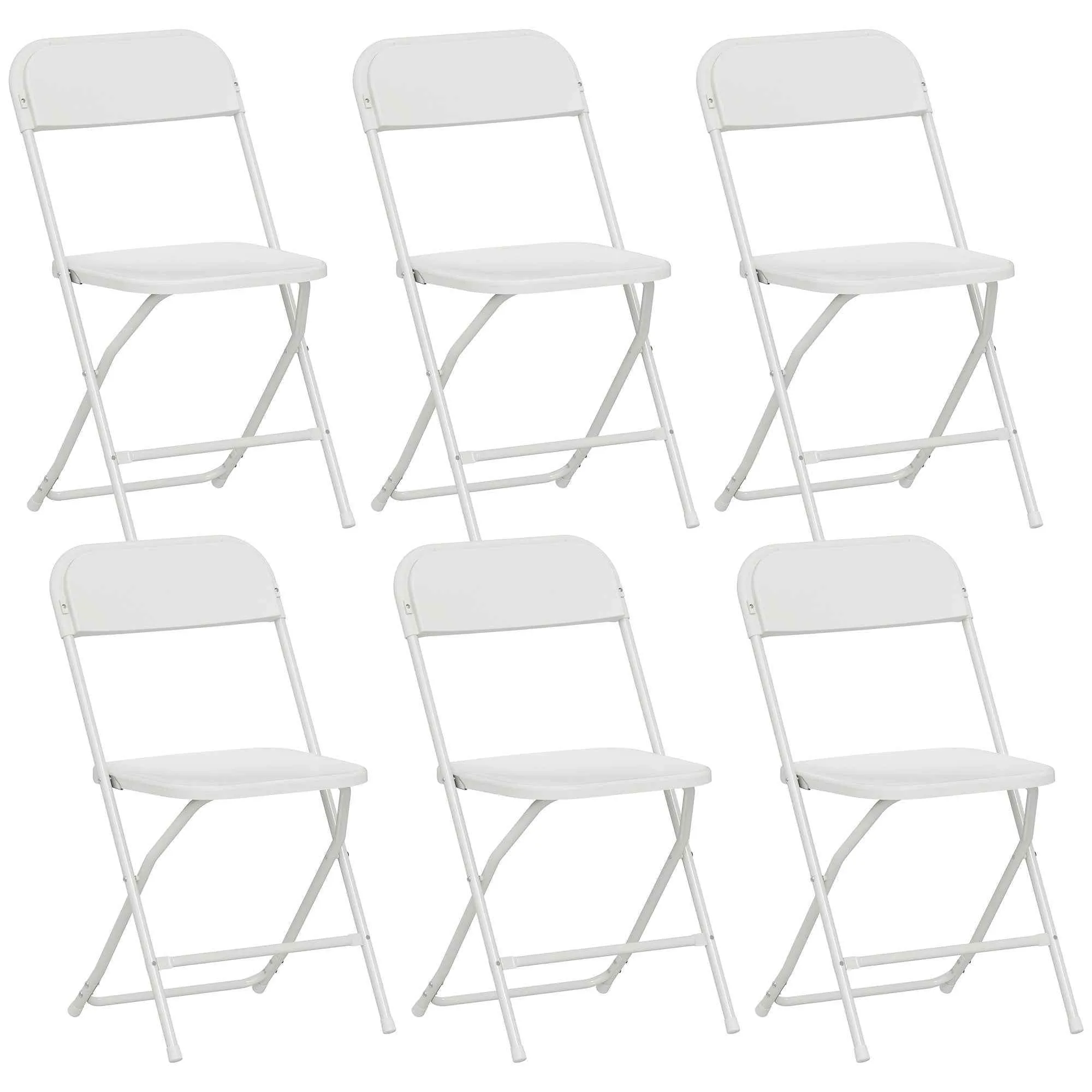 Set of 6 Folding Chairs with Drainage Holes in Plastic and Metal, 45x49x79.5 cm, White