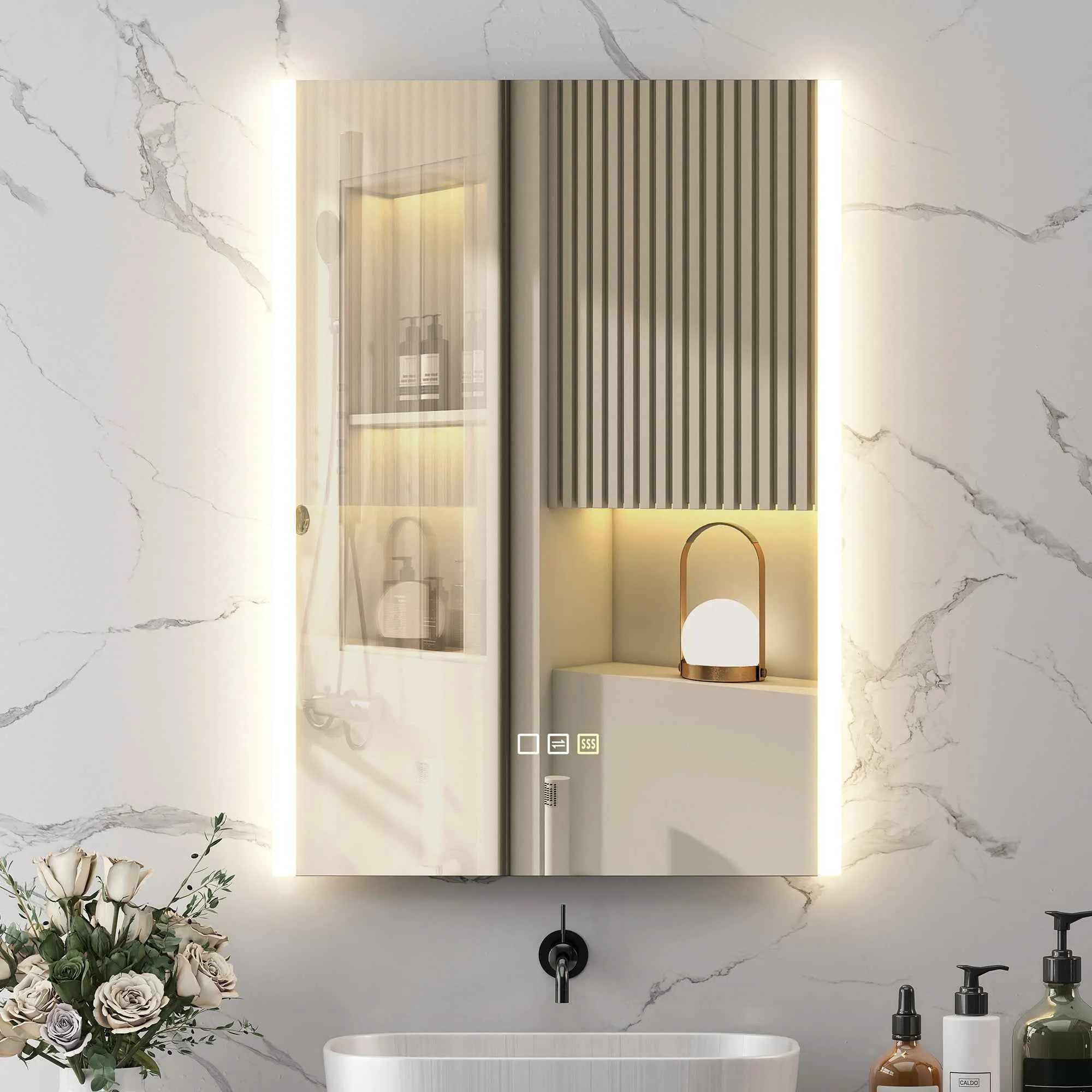 HOMCOM Bathroom Mirror with 3-Color LED Light and Memory Function, Tempered Glass, 70x50x3 cm, Silver - Image 2