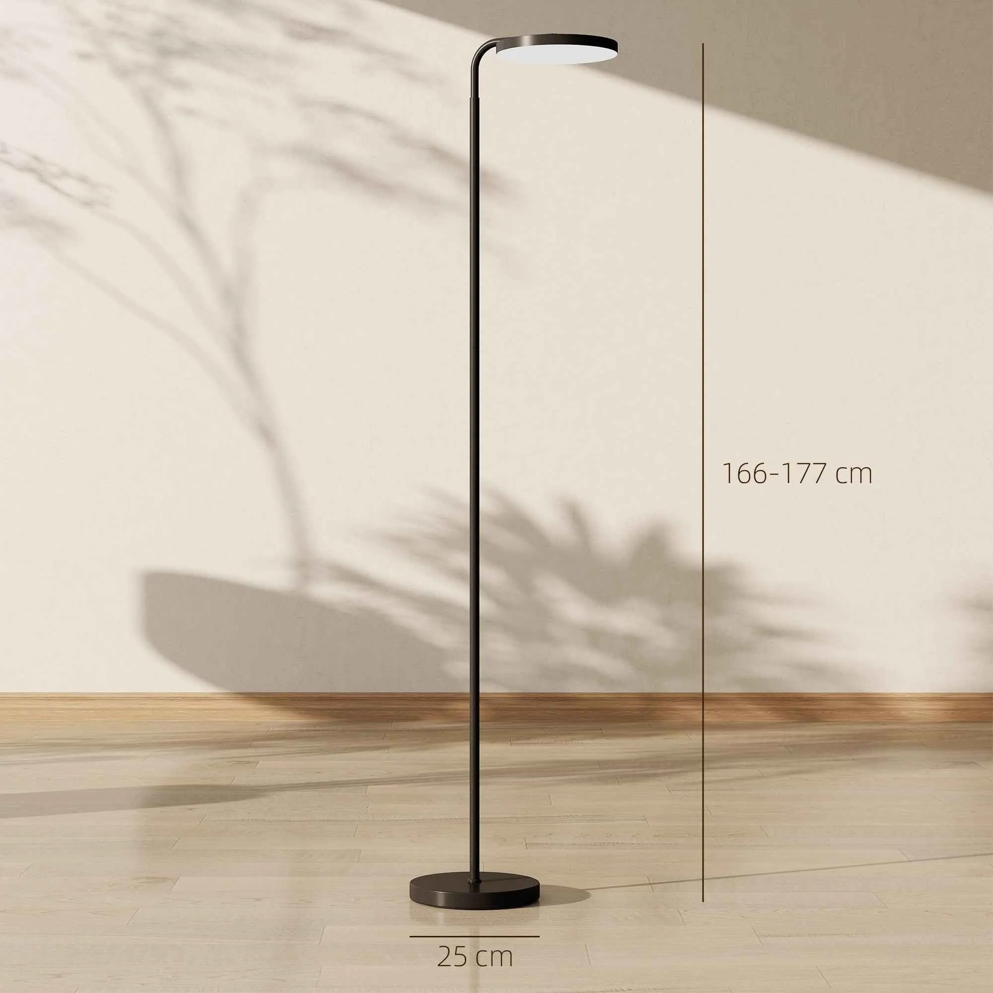 LED Floor Lamp with 350° Swivel Head and Magnetic Remote Control, Continuously Dimmable 3000K-6500K, Black - Image 3
