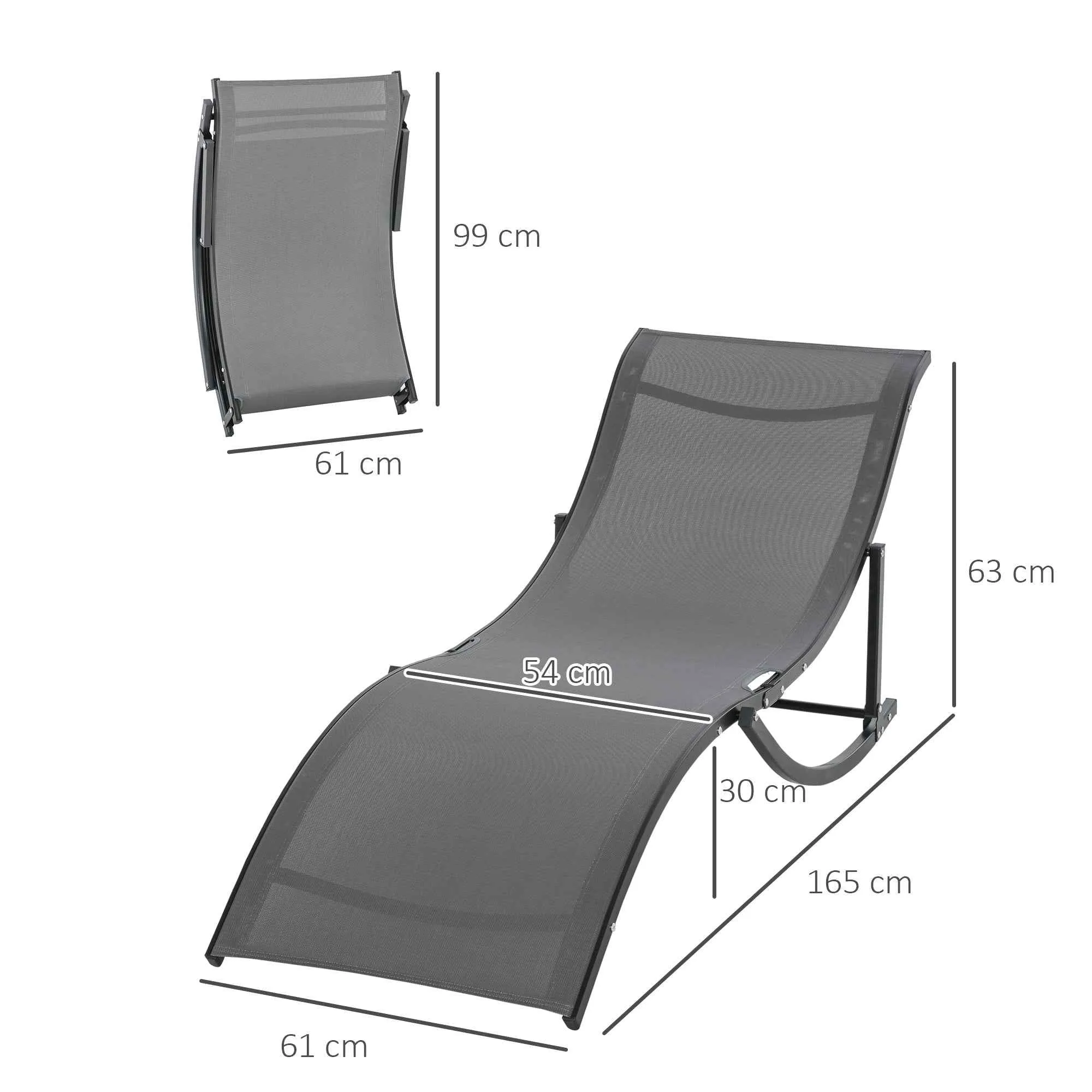 Set of 2 Folding Garden Loungers, Aluminum and Textilene Sun Lounger, 61x165x63 cm - Image 3
