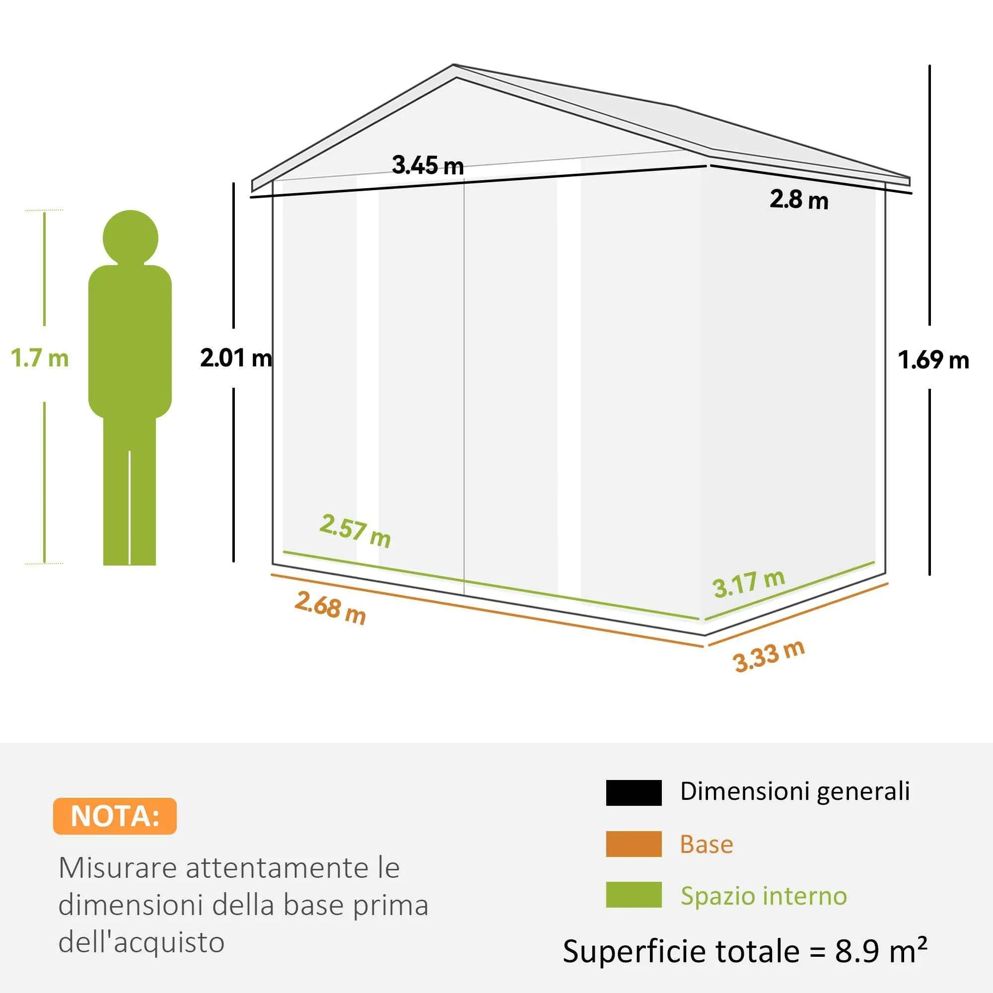 Tool Shed with Sliding Doors and 4 Air Vents, Steel and PP, 196x236x208 cm, Dark Grey - Image 3