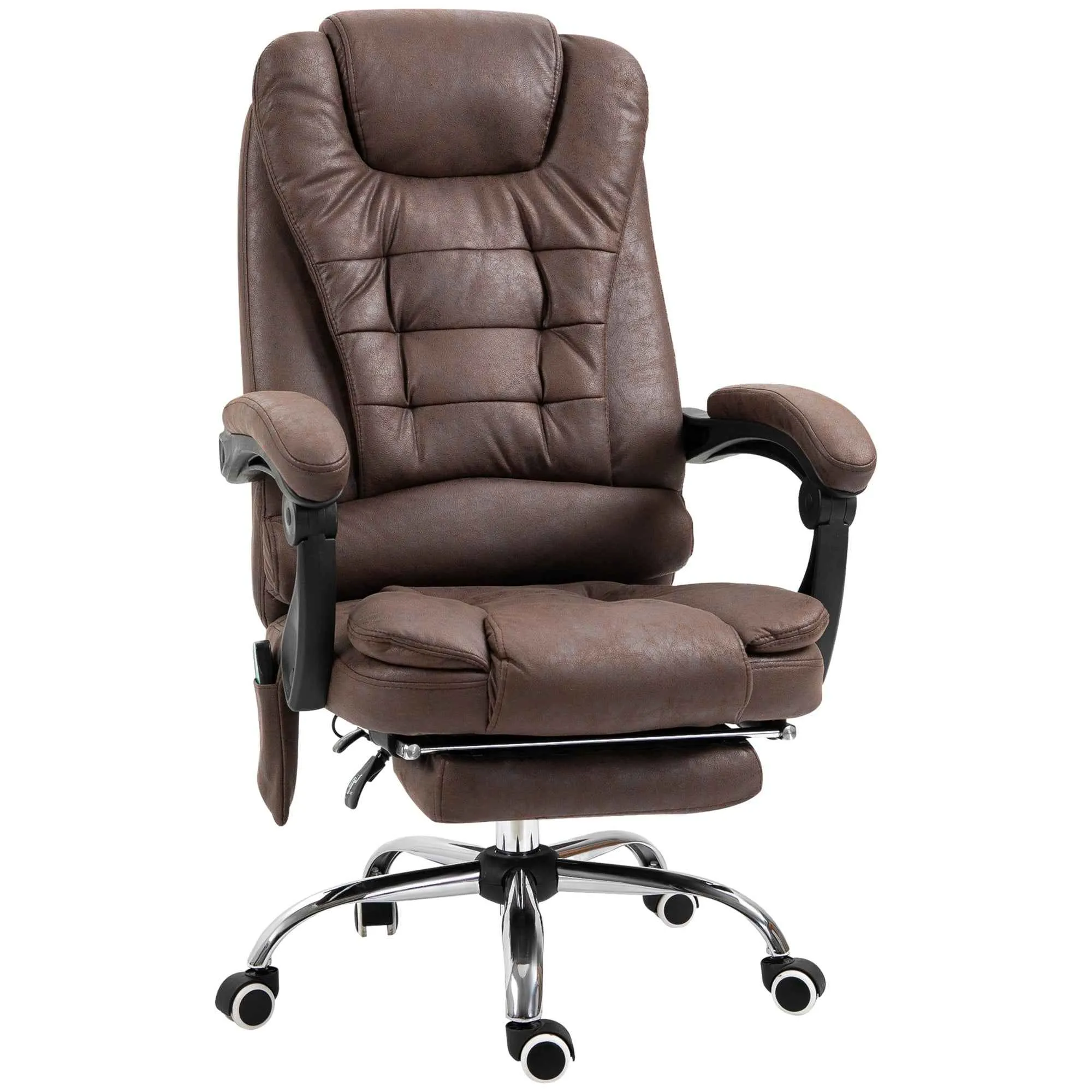 Office Chair with Remote Control and 6 Massage Points, Microfiber, 65x70x111-119 cm, Brown
