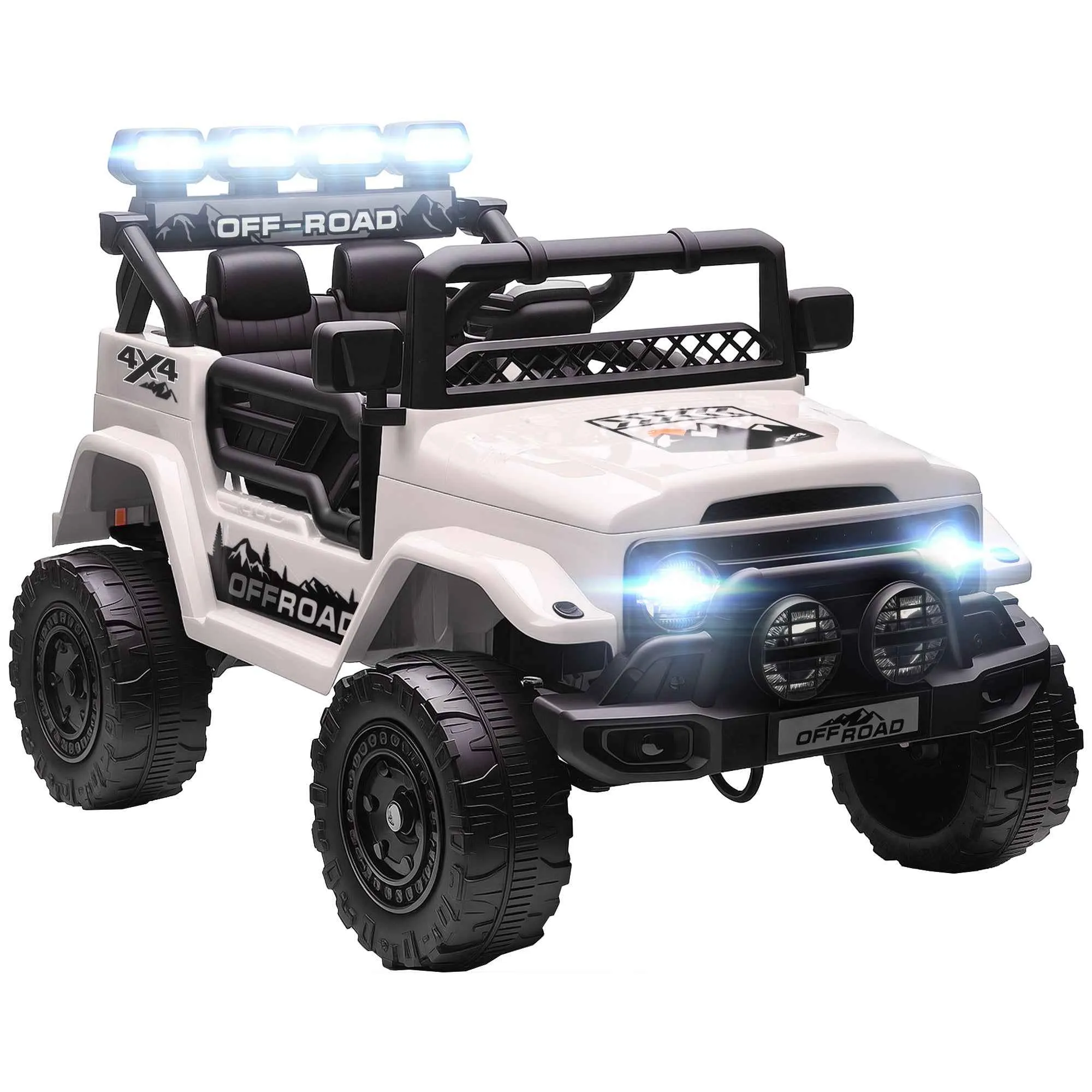 Children's Off-Road Vehicle with Lights, Horn, Belt and Remote Control, Made of PP and Metal, 99x66x68.5 cm, White