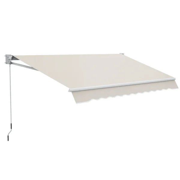 3x2 m Awning with Arms, Adjustable 5°-35° in Aluminum and Polyester, Cream White
