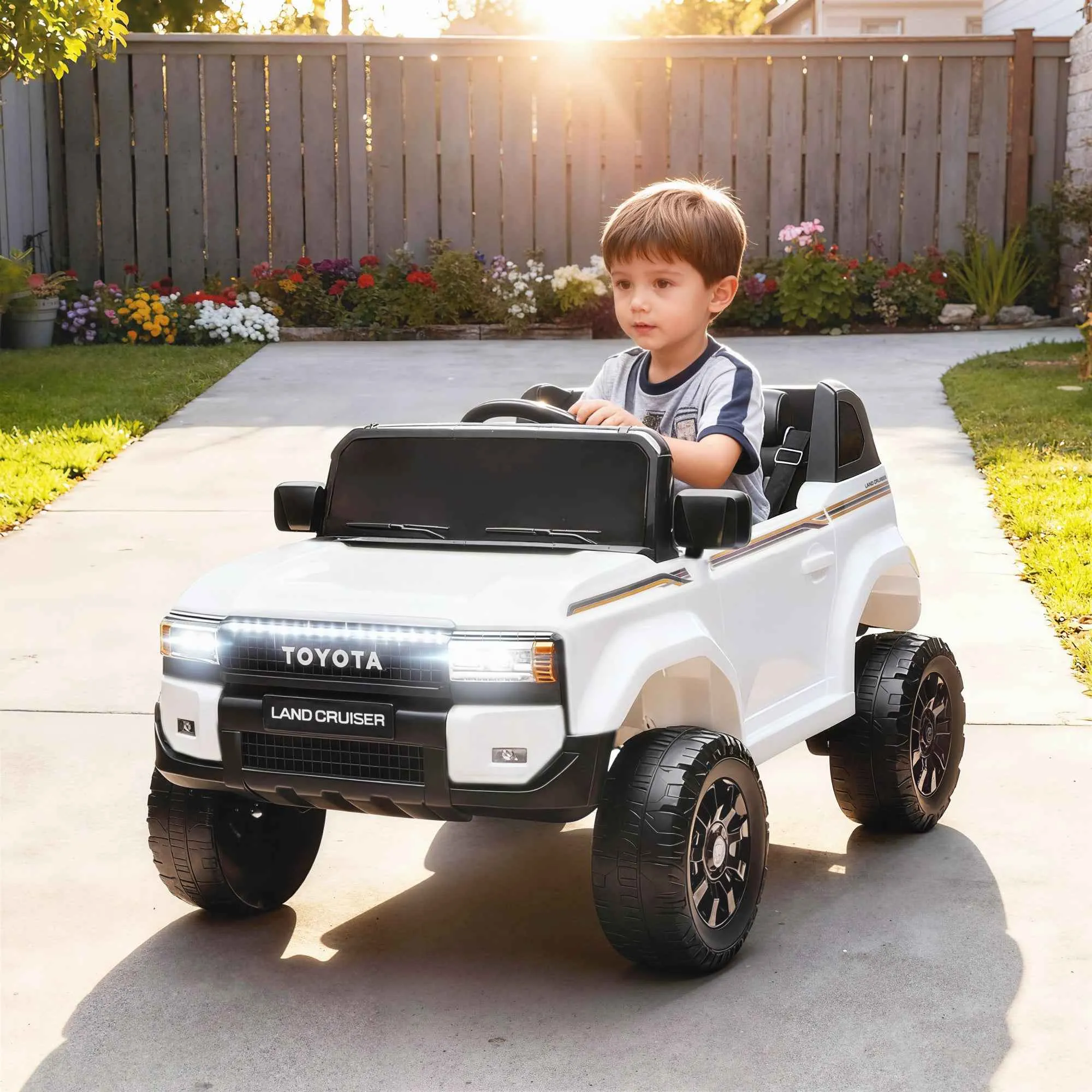 TOYOTA Land Cruiser 12V Electric Ride-On Toy Car with Remote Control, Ages 3-6, White - Image 2