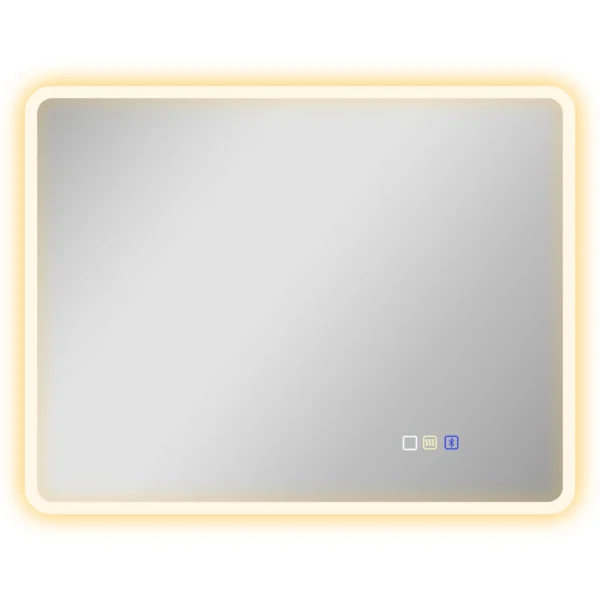 Bluetooth LED Bathroom Mirror, Touch Switch, Adjustable Light, 3 Colors, Anti-Fog, 70 x 90 cm, Silver