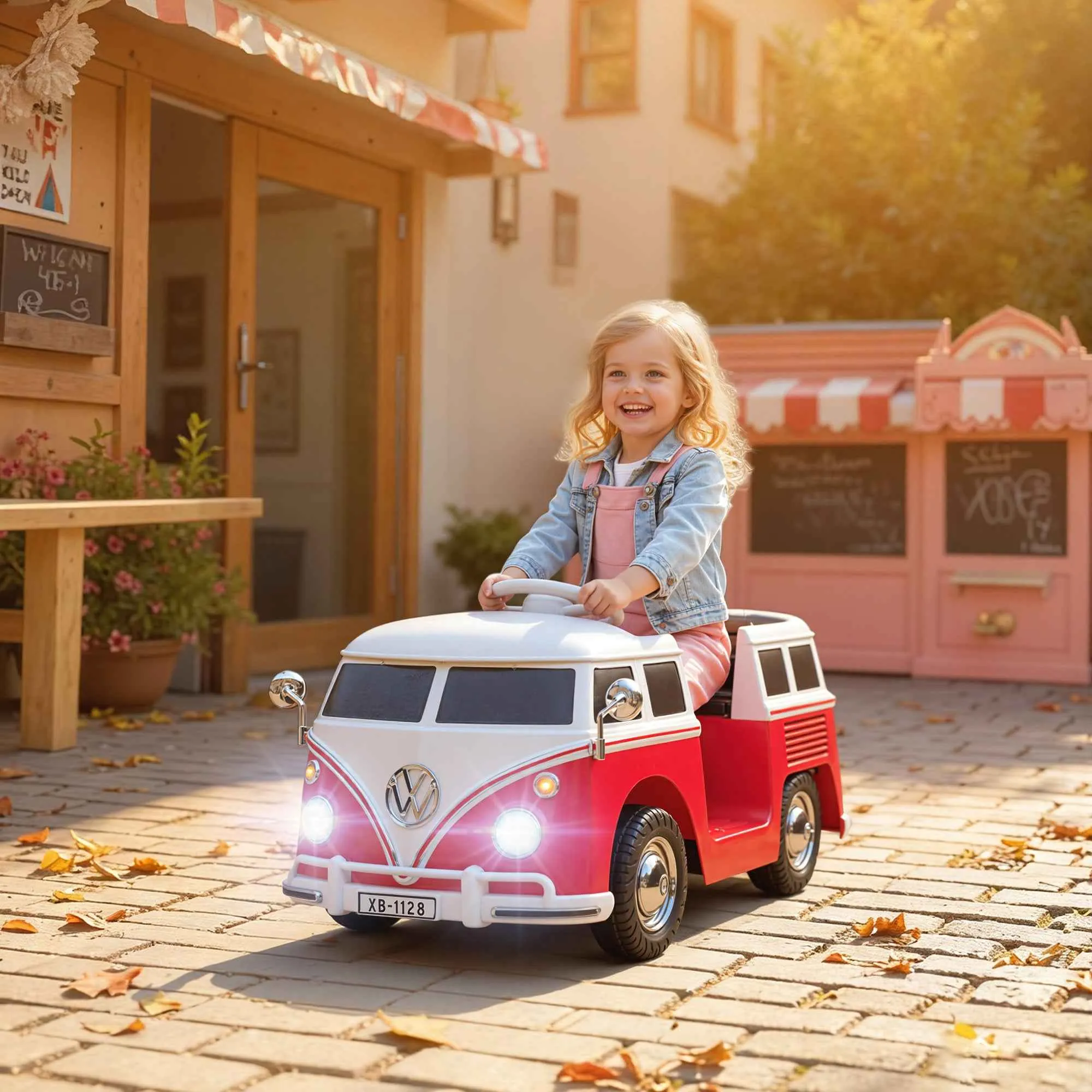 Volkswagen T1 Licensed Children's Electric Ride-On Car with MP3 Player, Metal and PP, 89x49x41.5 cm, Red - Image 2