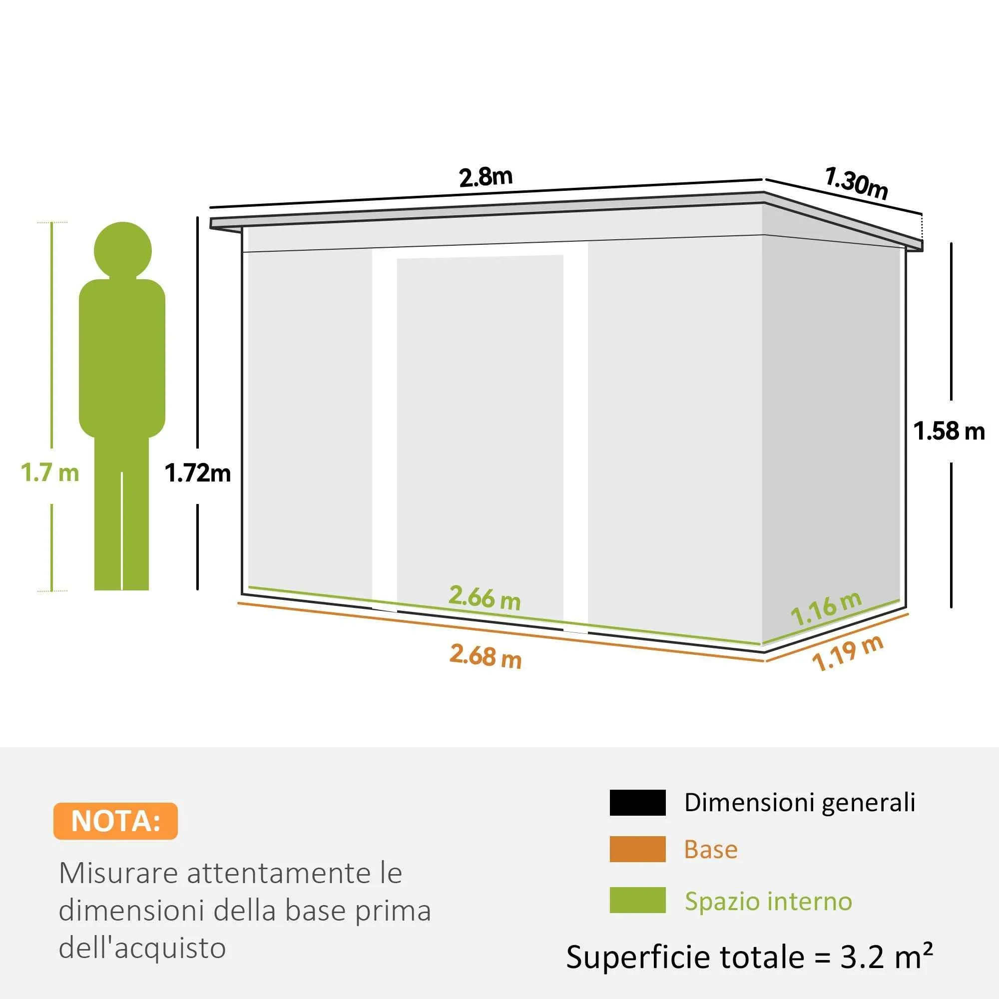 Steel Garden Shed with 2 Vents and 2 Sliding Doors, 280x130x172 cm, Brown Wood - Image 3