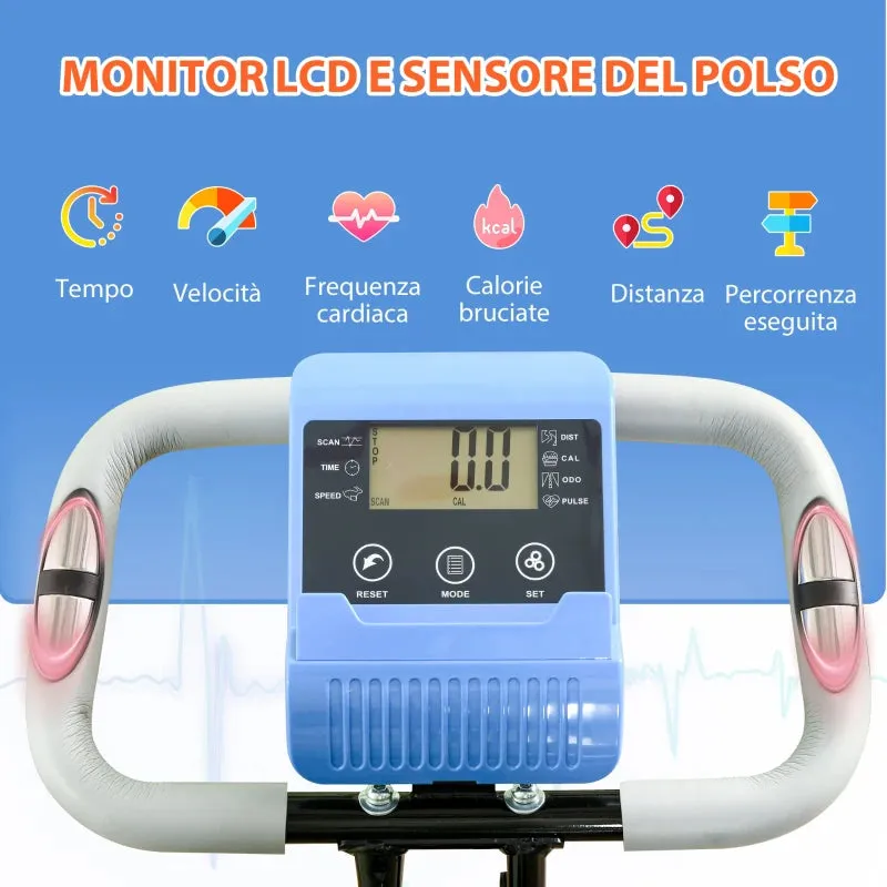 Folding Exercise Bike with 8 Resistance Levels and Adjustable Seat, Blue and Gray - Image 3