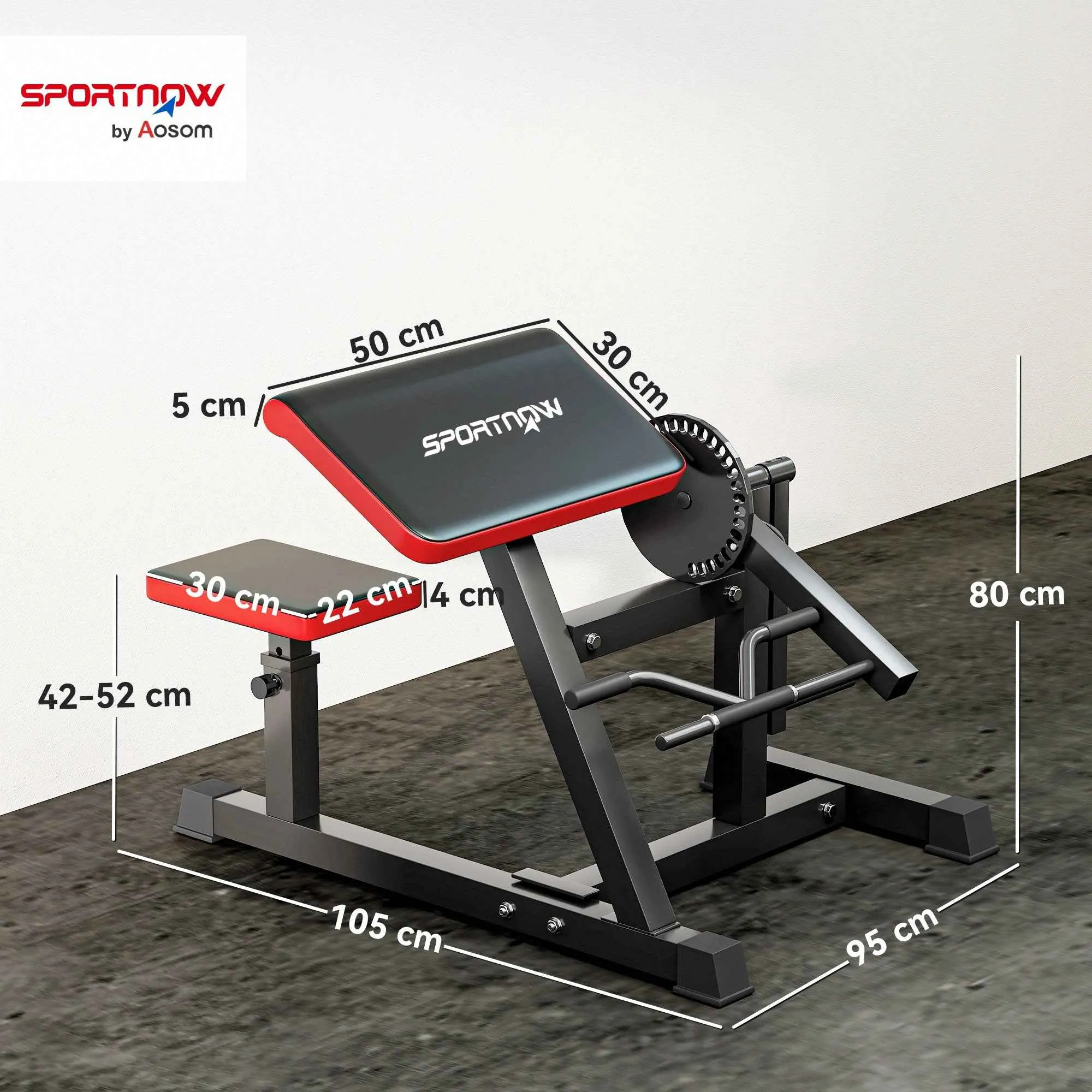 Bicep Curl Bench with Adjustable Seat and Elbow Rest, Weight Rack, Black - Image 3
