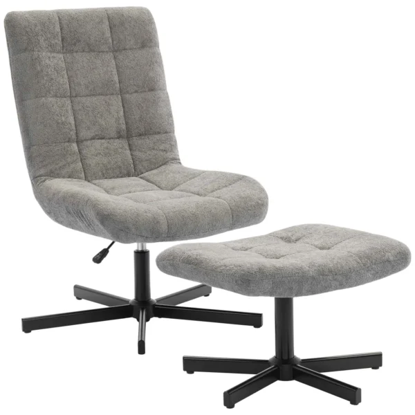 4-Level Velvet Recliner Chair with Independent Footrest, 66x80x93-104 cm, Grey
