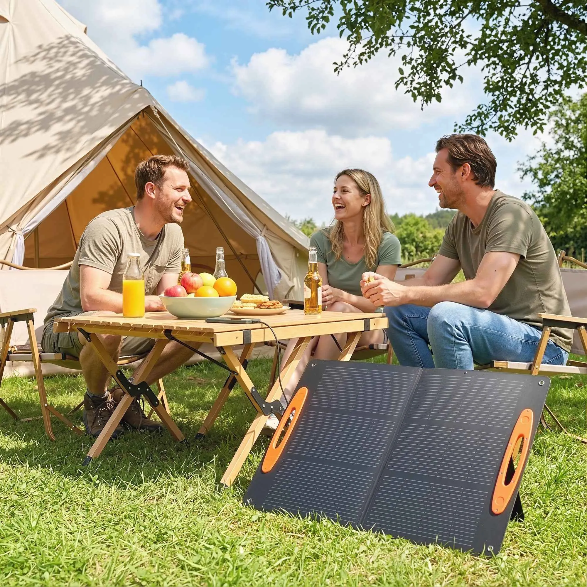 100W Foldable Solar Charger with USB-A and USB-C Ports for Fast Charging, IP67, Black - Image 2